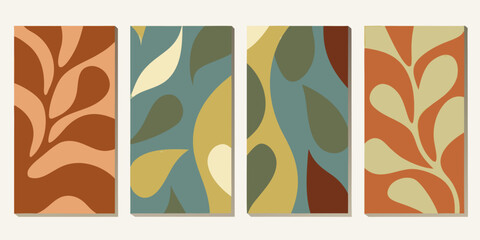 Abstract botanical wall art featuring flowing shapes in warm earthy tones © SreemotiRaba