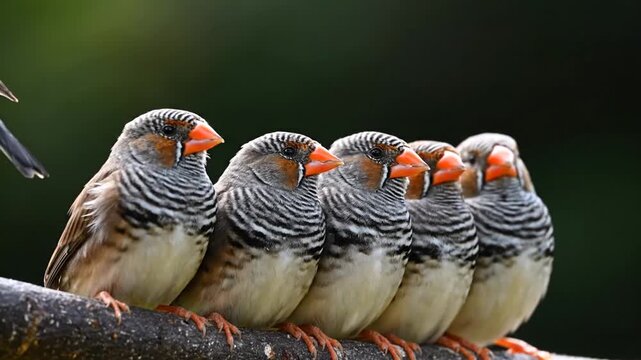 Five birds on a branch.