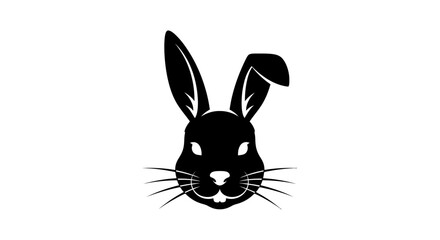 Fototapeta premium Rabbit Head Silhouette with Long Ears and Whiskers.