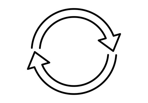 Icono lineal de dos flechas circulares que forman un ciclo de rotaci&oacute;n 