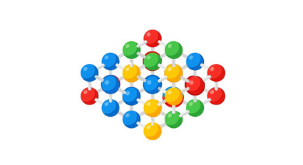 Abstract Geometric Sphere Structure: Colorful Molecular Composition on a White Background