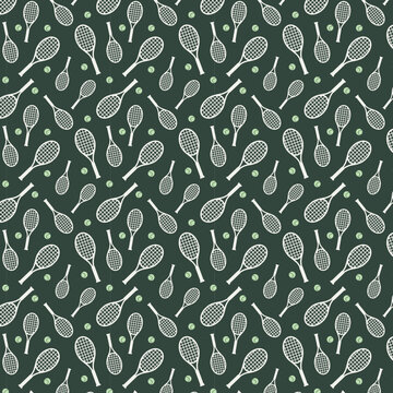 Batminton Rocket and ball seamless pattern