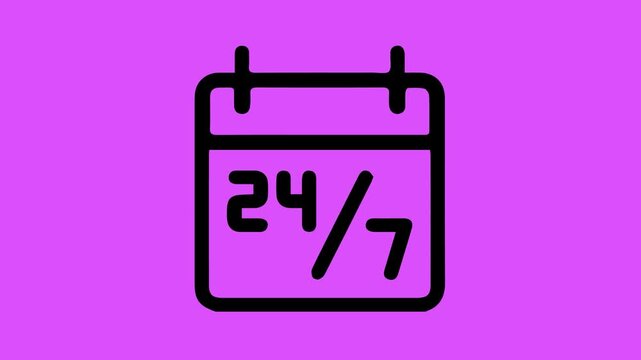 Calendar icon always open Service Symbol animation with Medium Magenta background. 4K video