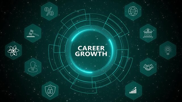 Enterprise performance dashboard powered by Career Growth analytics interface with secure workforce monitoring and advanced digital strategy 4K animation video