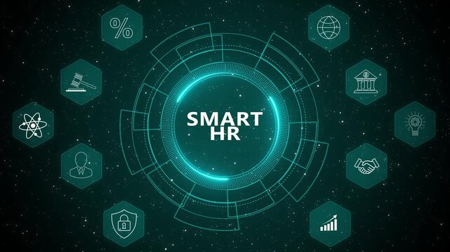 Enterprise analytics dashboard powered by Smart HR interface with secure workforce monitoring and advanced digital management strategy 4K animation video