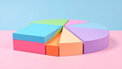 Obraz premium Futuristic laptop with glowing pie chart and neon waves.