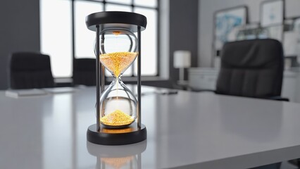 Time Management and Productivity Concept &ndash; Digital Hourglass in Modern Office