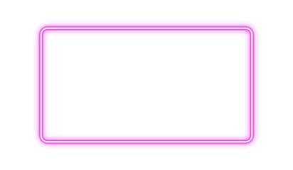 Purple rectangular frame with neon glow on transparent background. Electric border suitable for retro 80s party poster.
