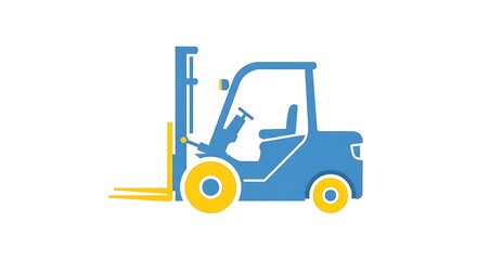 Blue Forklift Truck Vector Illustration.