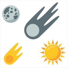 Vector illustration set of cosmic bodies for package and banner decoration isolated on white background © azzedine