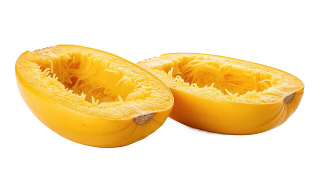 Spaghetti squash cut in half isolated on transparent background