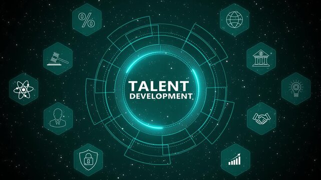 Enterprise workforce dashboard powered by Talent Development strategy with secure performance monitoring and advanced digital HR management system 4K animation video