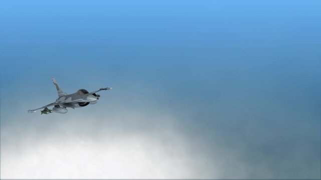 f16 jet fighter in flight 3d rendering 