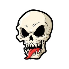 Obraz premium Cartoon Skull with Red Tongue Out.