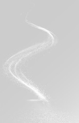 Fototapeta premium Abstract glowing sparkle wave with white glitter dust and shining light particles road dust overlay curved png