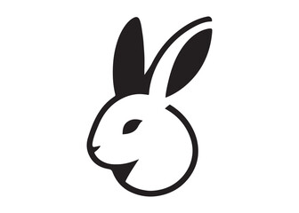 Fototapeta premium easter bunny head logo silhouette vector, bunny face logo silhouette, animal wildlife happy easter bunny logo silhouette, bunny rabbit head and ear logo silhouette design on white background