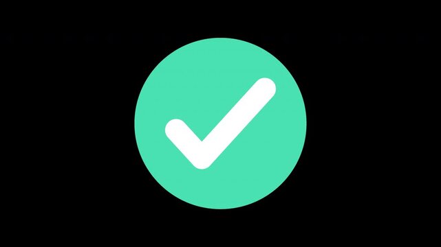 Green Check Mark Animation with Transparent Alpha Channel for Success Loading and Approved Verification Overlay