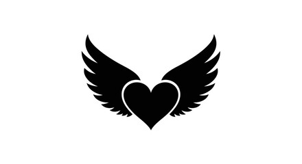Fototapeta premium Heart with wings illustration on a white background.