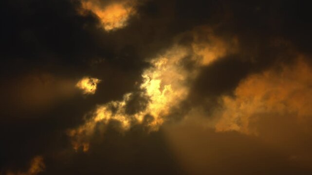 Mysterious Sun Hiding Behind Dark Storm Clouds