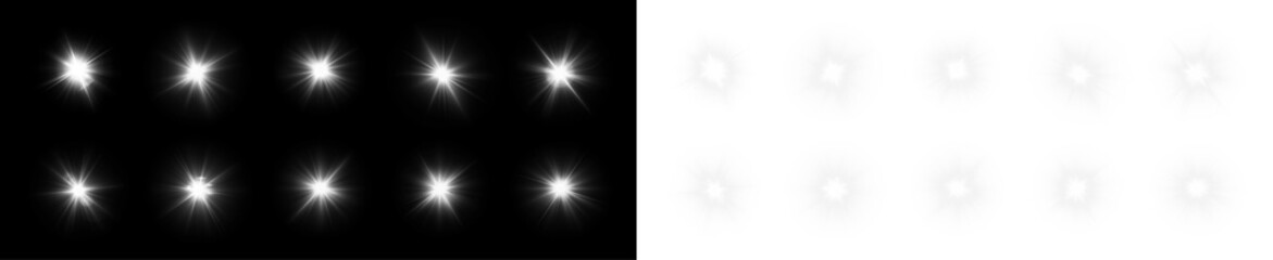 Cosmic lens flare PNG Overlay isolated on transparent and black background with glowing star burst...