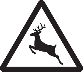 Vector deer crossing warning sign icon