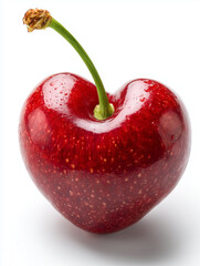Cherry in heart shape with water drops
