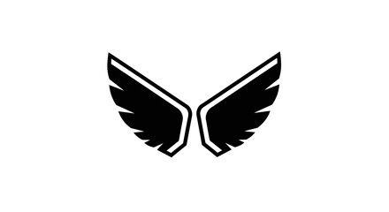 Fototapeta premium Stylized Wings Icon in Black and White.