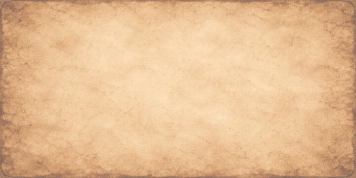 Vintage aged parchment with a stained brown grunge texture creates an antique blank paper background design on a worn retro sheet