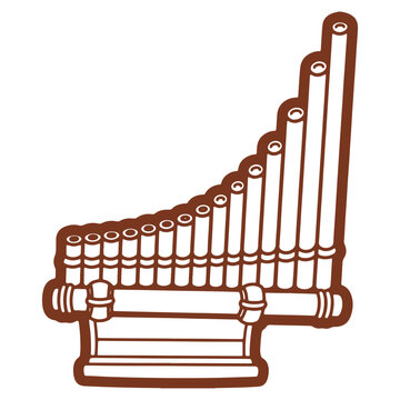 Brown Pan Flute with Varying Tube Lengths for Different Notes and Sound Production Artistic Depiction