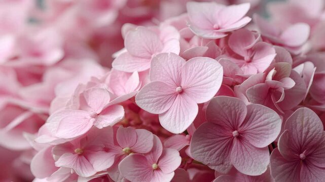 close up of pink hydrangea flowers background 