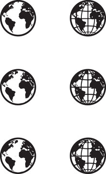 Set of 6 globe icons vector