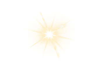 Golden magic light burst PNG overlay with glittering shine and transparent background for festive celebration visuals