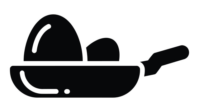 Egg poaching pan solid icon cookware utensil for gently poaching eggs kitchen tool minimal black silhouette design