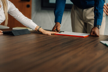 Business colleagues arguing during intense office meeting