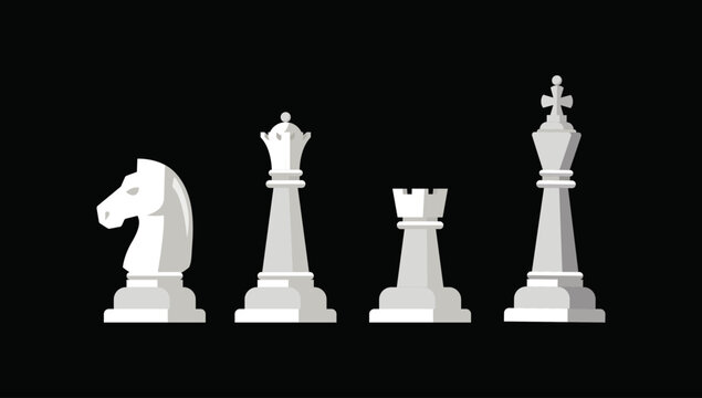 Vector chess acrylic three dimensional mirror wall sticker set featuring queen, knight, and classic strategic game pieces.