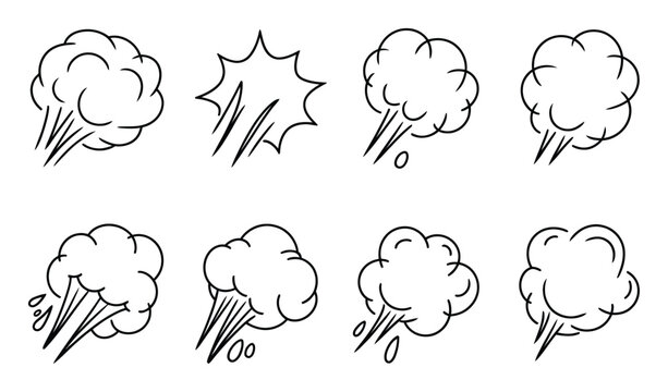 Cartoon Explosion Cloud Vector Illustration Set