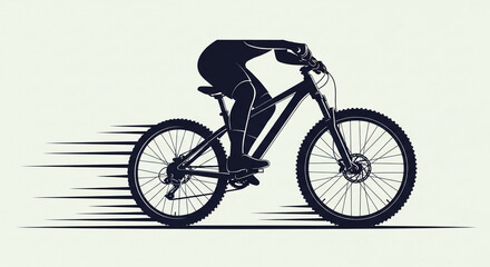 Naklejka premium Cyclist riding mountain bike at high speed with motion blur
