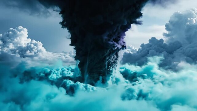 Dark Tornado Funnel Cloud Formation Stormy Weather.