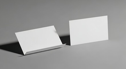 Naklejka premium Two blank white business cards on gray background with shadows