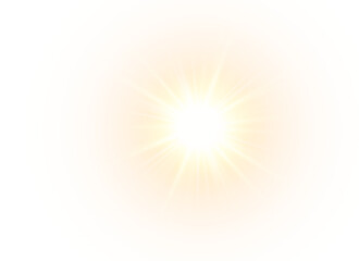 Obraz premium Bright golden solar glow burst PNG Overlay isolated on transparent background with radiant starburst beams and shine