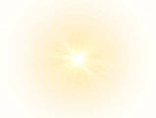 Fototapeta premium Warm golden flare burst shine PNG Overlay isolated on transparent background with radiant beam symmetry and halo glow