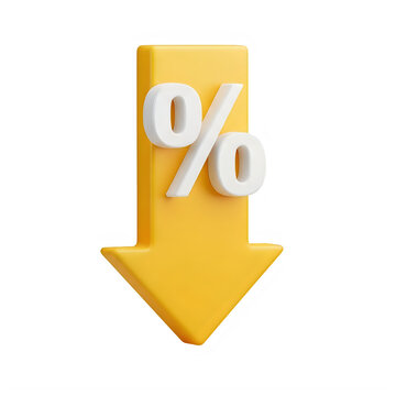 Discount percentage symbol with downward arrow indicates reduction in price