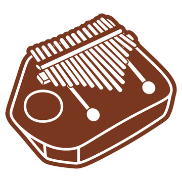 Minimalist Kalimba Icon Illustration with Brown Tones and White Accents for Creative Projects and Musical Designs