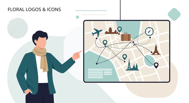 Travel Planner with Map and Destinations - Business Trip Route