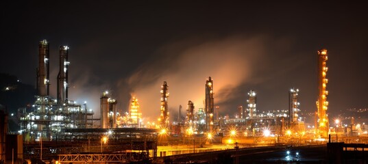 Oil refinery plant. Fuel energy industry. Generative AI technology.