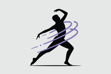 Obraz premium Dynamic Dancer in Motion with Vibrant Purple Light Streaks, Creative Performance Concept