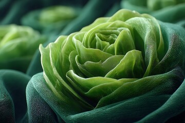 Fototapeta premium A captivating macro shot of a green rose, showcasing intricate details and a soothing, elegant floral arrangement.