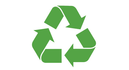 Obraz premium Green recycling symbol with three chasing arrows on a white background