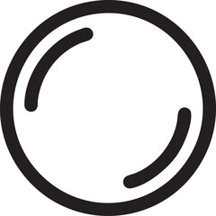 Simple black circular design with two curved interior shapes