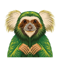 Stylized lemur portrait on white background graphic © raru